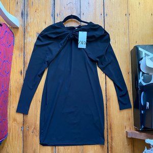 ZARA KNOTTED OVERLAY BACK SLIT DRESS